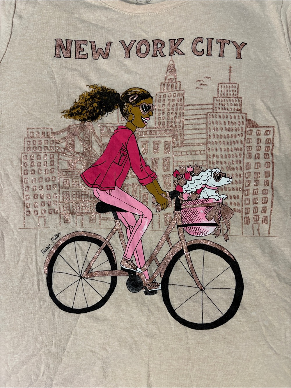 The Children's Place Pink New York City Bicycle Graphic Tee